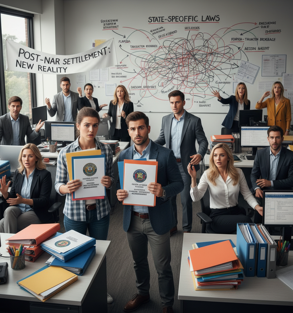 Post-NAR Settlement: States Grapple with Patchwork of Buyer Agency Laws, Reshaping Real Estate — AI-generated illustration