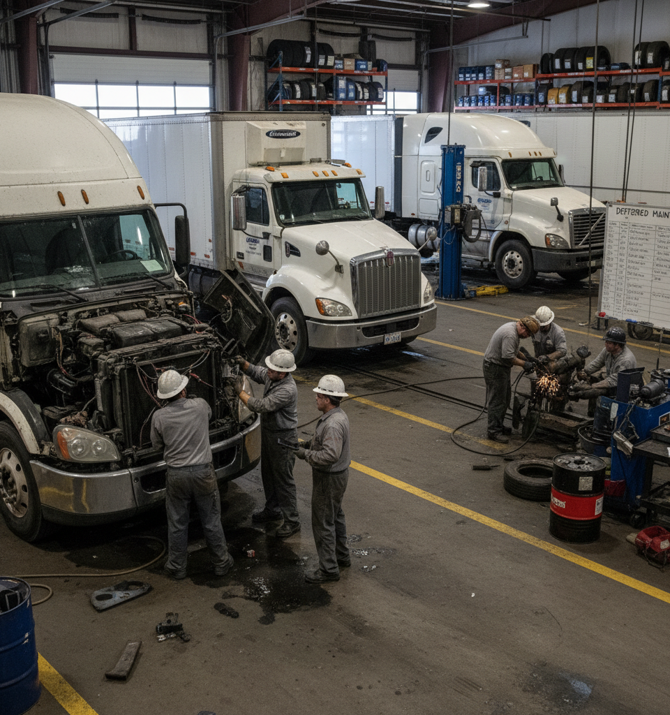 Post-Recession Safety Crisis: Trucking Fleets Grapple with Deferred Maintenance Backlog — AI-generated illustration