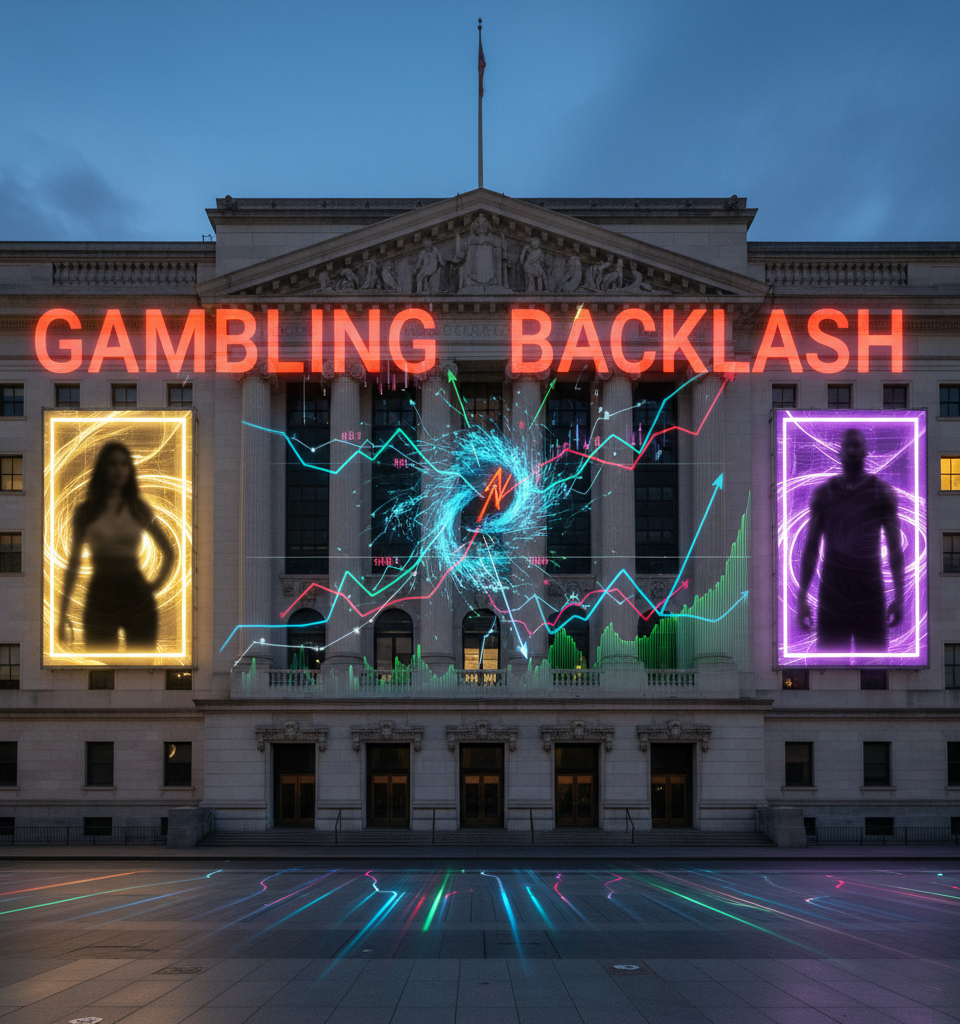 Prediction Markets Face Backlash as Celebrity Ads Draw Gambling Comparison — AI-generated illustration