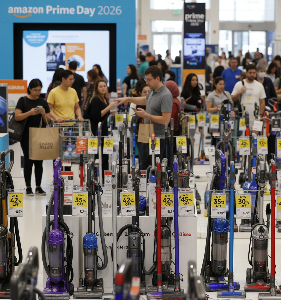 Prime Day 2026: Up to 42% Off Vacuums from Shark, Dyson, Bissell Anticipated — AI-generated illustration