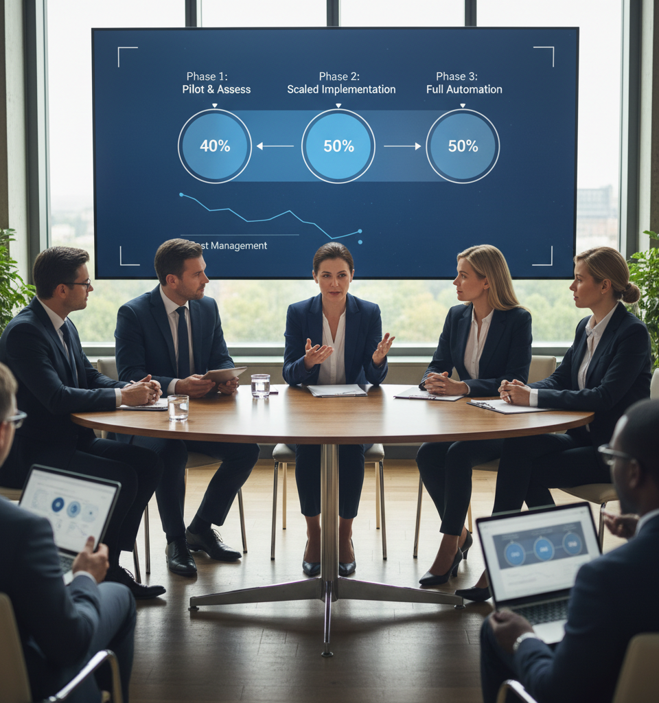 Procurement Leaders Advocate for Phased AI Integration to Manage Costs — AI-generated illustration