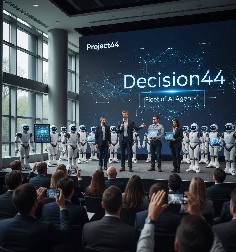 Project44 unveils fleet of AI agents at customer event Decision44 — AI-generated illustration