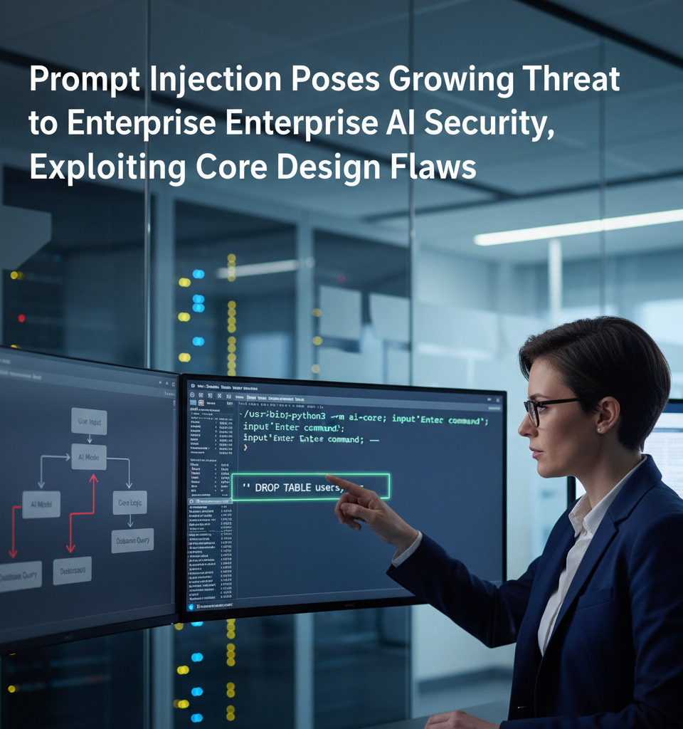 Prompt Injection Poses Growing Threat to Enterprise AI Security, Exploiting Core Design Flaws — AI-generated illustration