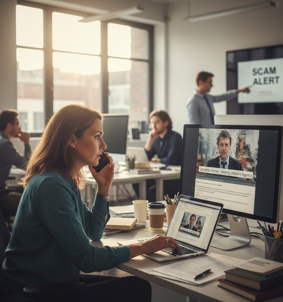Publishing Professionals Increasingly Targeted by Sophisticated Impersonation Scams — AI-generated illustration