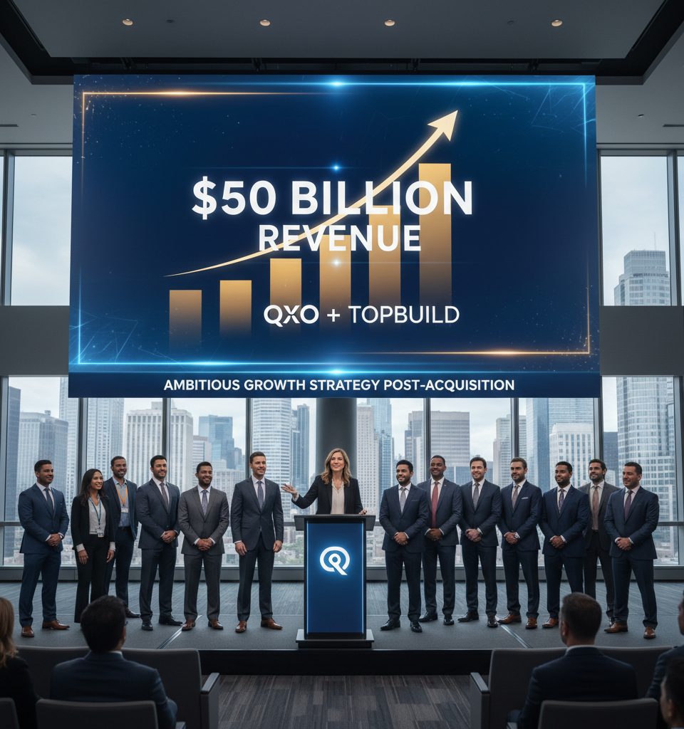 QXO Unveils Ambitious Growth Strategy Aiming for $50 Billion Revenue Post-TopBuild Acquisition — AI-generated illustration