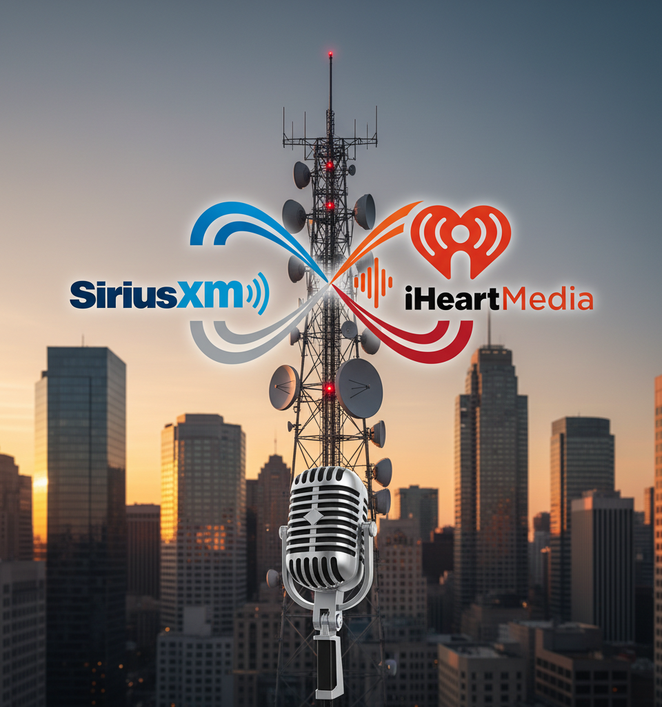 Radio Giants Eye Unification: SiriusXM and iHeartMedia Discussing Potential Mega-Merger — AI-generated illustration