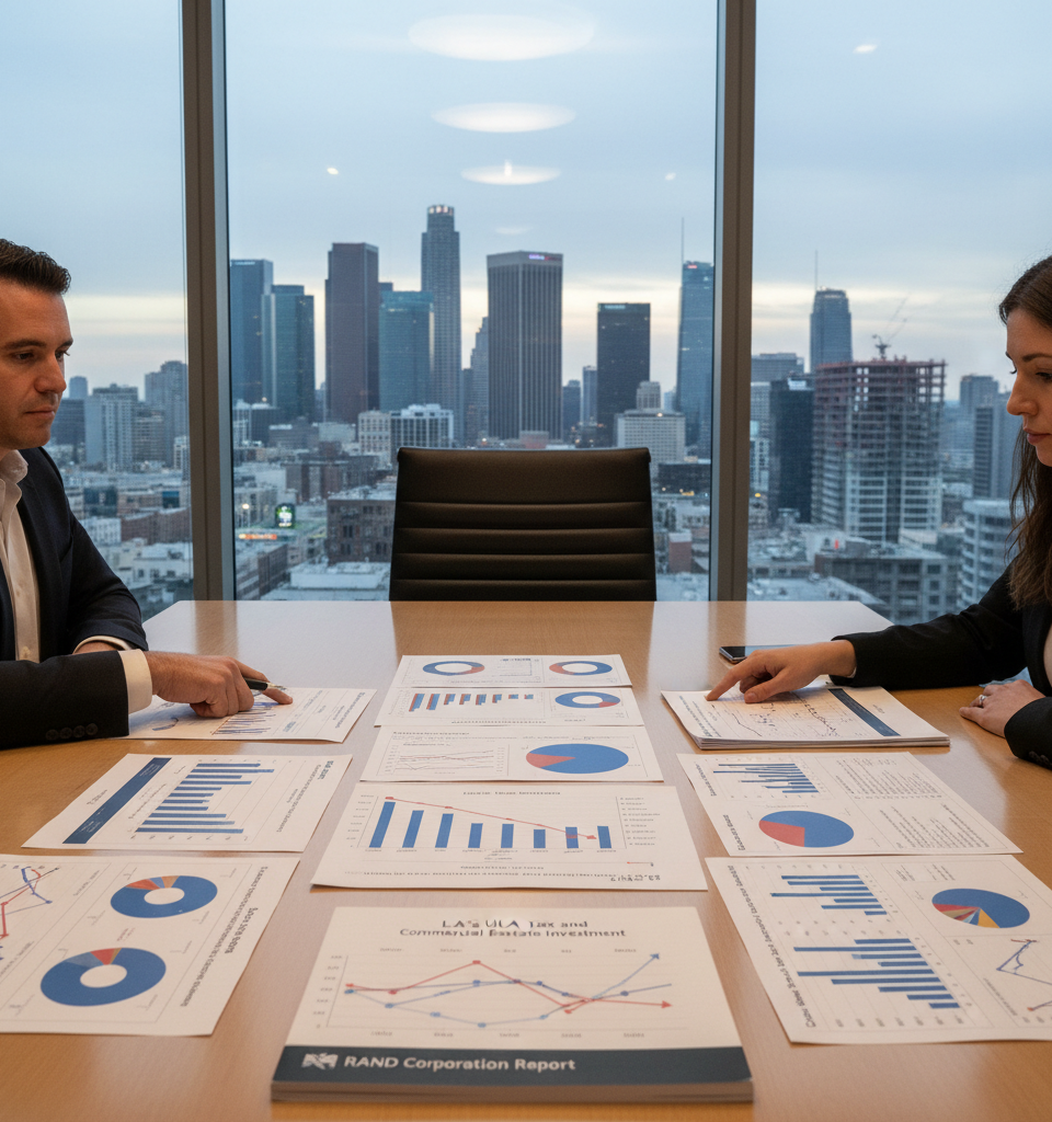 Rand Report: L.A.'s ULA Tax Chilling Commercial Real Estate Investment — AI-generated illustration
