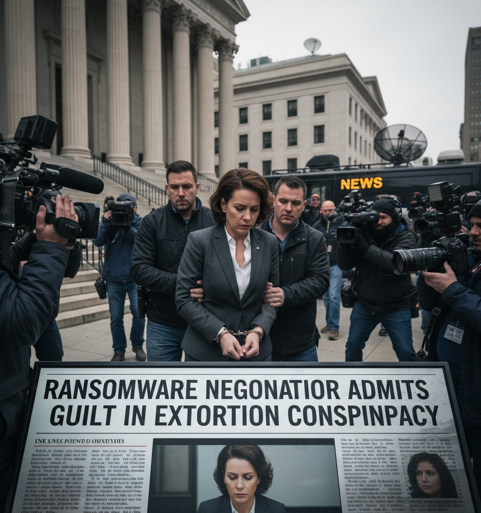 Ransomware Negotiator Admits Guilt in Shocking Extortion Conspiracy — AI-generated illustration
