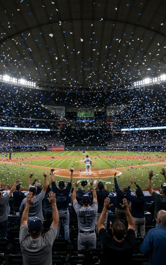 Rays Secure Playoff Berth with Caminero Walk-Off, First in MLB — AI-generated illustration