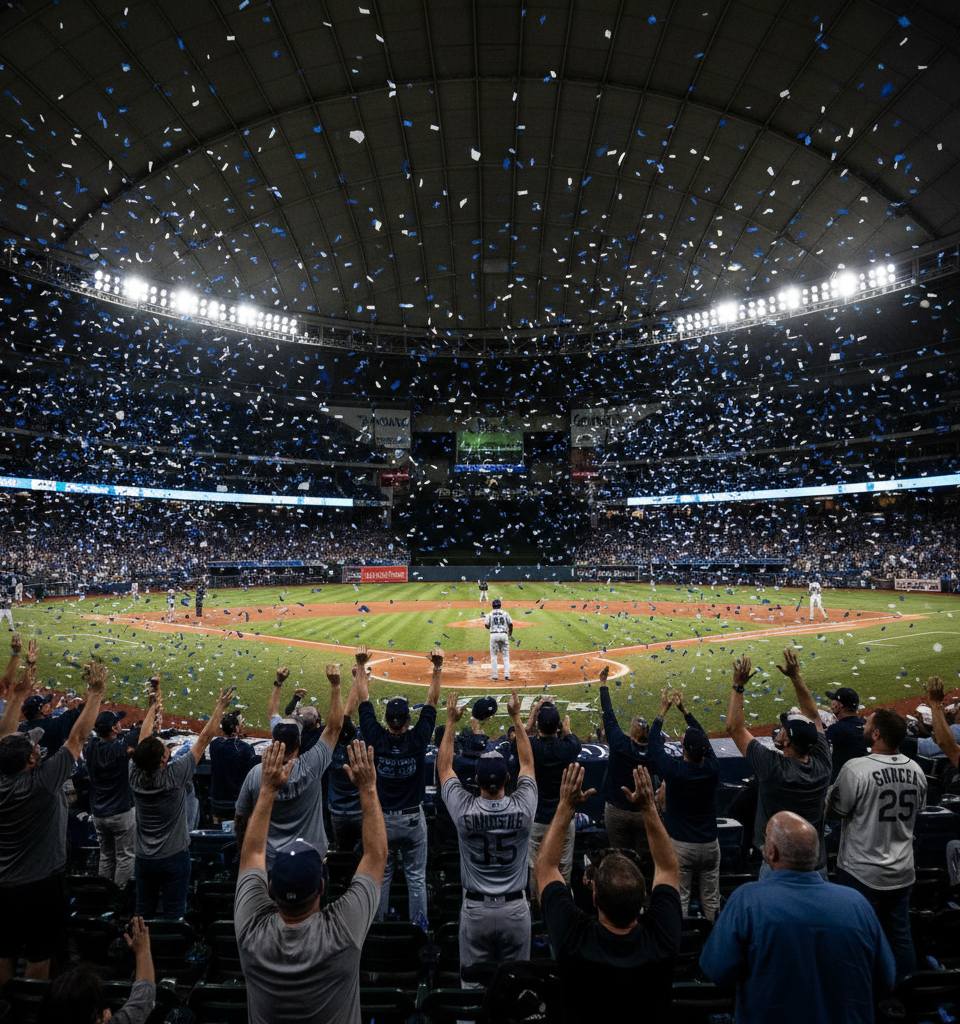 Rays Secure Playoff Berth with Caminero Walk-Off, First in MLB — AI-generated illustration