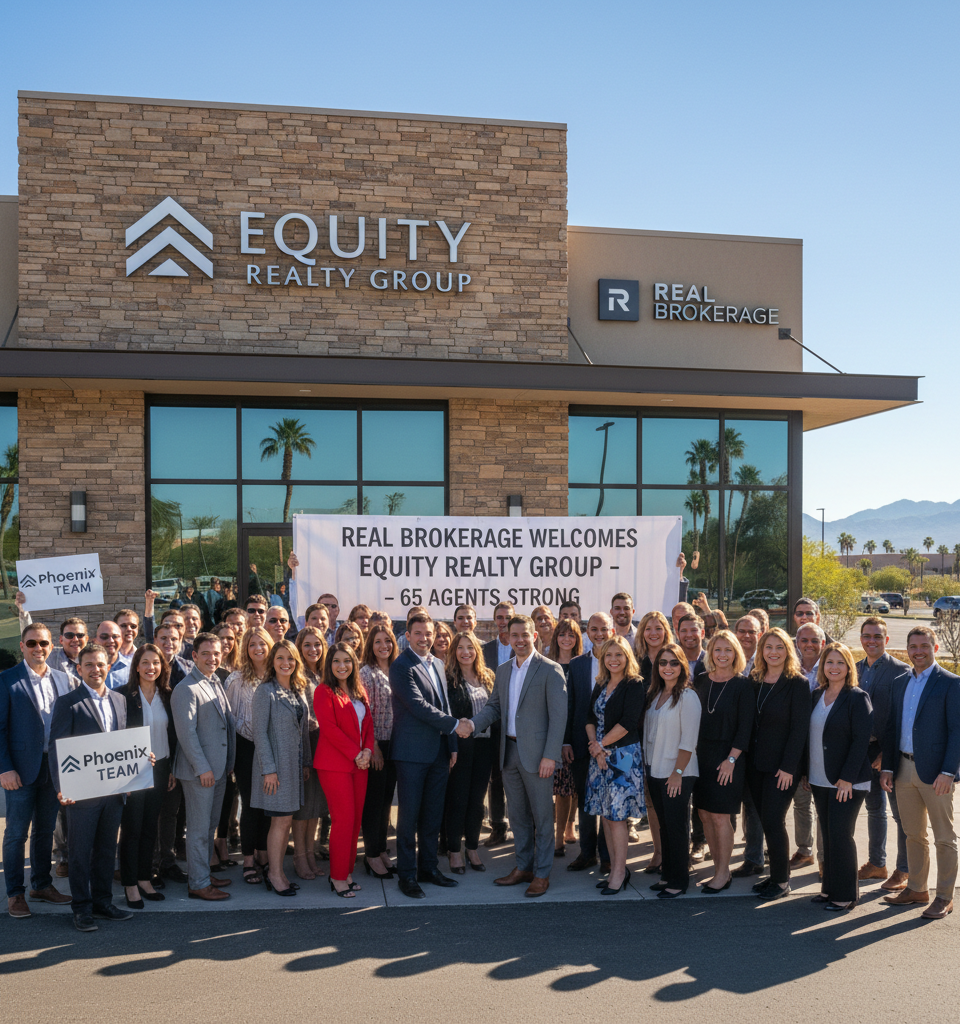Real Brokerage adds 65-agent Equity Realty Group in Phoenix — AI-generated illustration