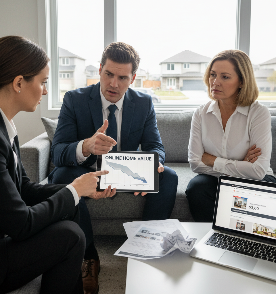 Real Estate Agents Face New Pricing Challenge as Online Estimates Anchor Sellers — AI-generated illustration