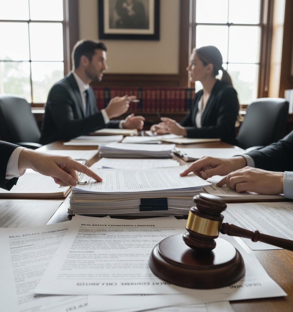 Real Estate Commission Lawsuits Intensify: DeYoung, Zea Claims Revived Amidst Appeal Battles — AI-generated illustration