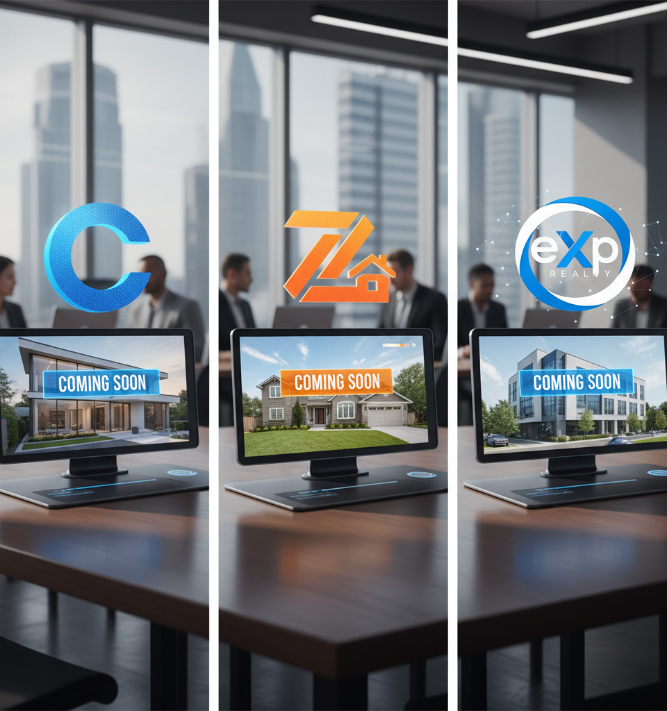 Real Estate Giants Redefine 'Coming Soon': A Deep Dive into Compass, Zillow, and eXp's Evolving Pre-Marketing Strategies — AI-generated illustration