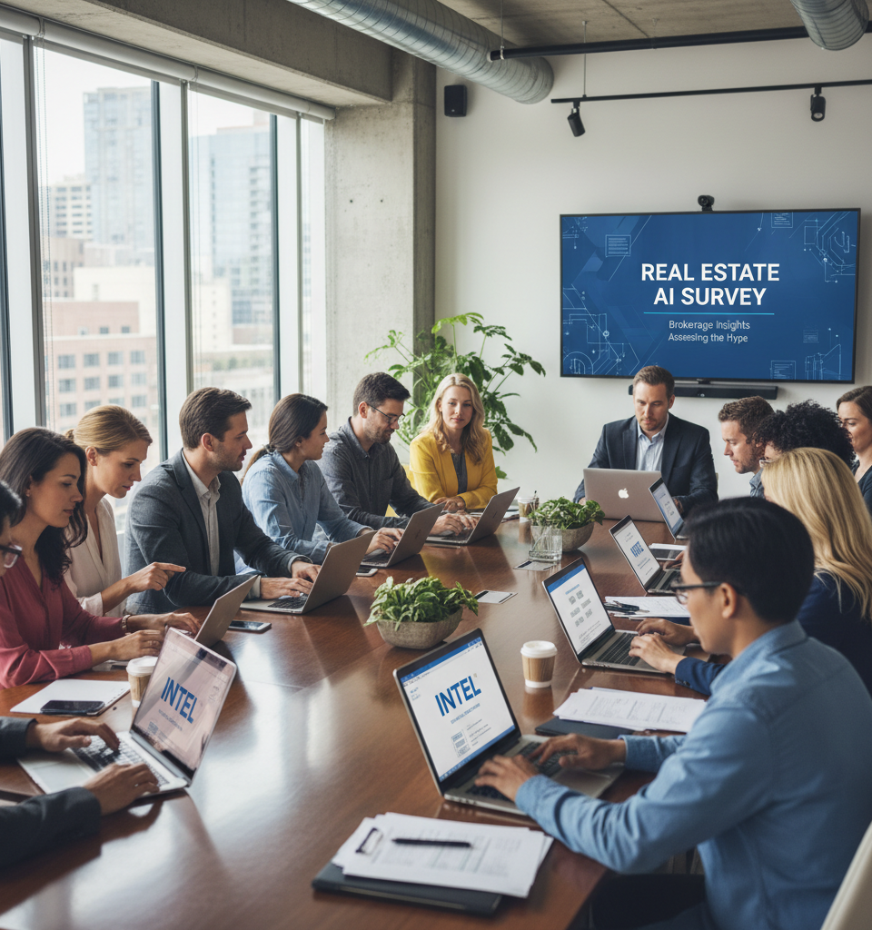 Real Estate Industry Assesses AI Hype: Intel Survey Seeks Brokerage Insights — AI-generated illustration