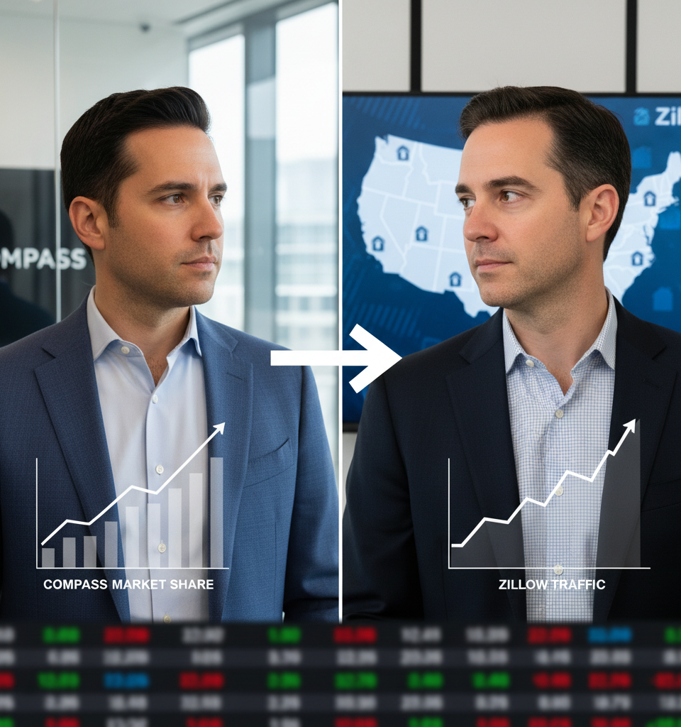 Real Estate Rivals Eye Strategic Shifts: Compass & Zillow Dominate Industry Buzz — AI-generated illustration