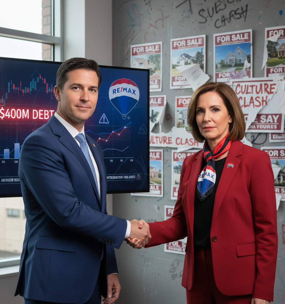 Real's REMAX Bet: $400M Debt & Culture Clash Risks for Brokerage Giant — AI-generated illustration