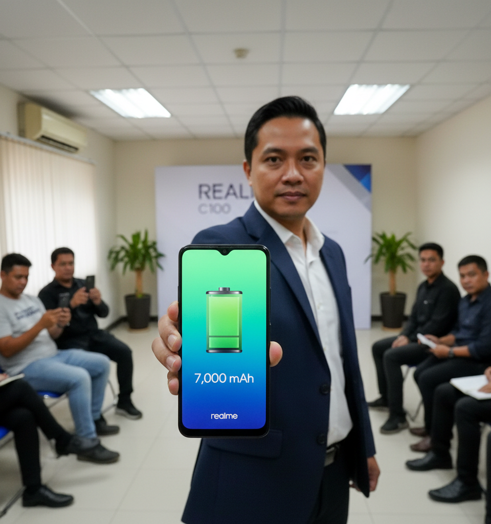 Realme Unveils C100: A Quiet Entry into the Budget Smartphone Market with a Massive 7,000 mAh Battery — AI-generated illustration