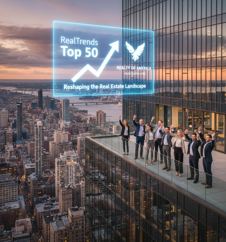 Realty of America Soars into RealTrends Top 50, Reshaping the Real Estate Landscape — AI-generated illustration