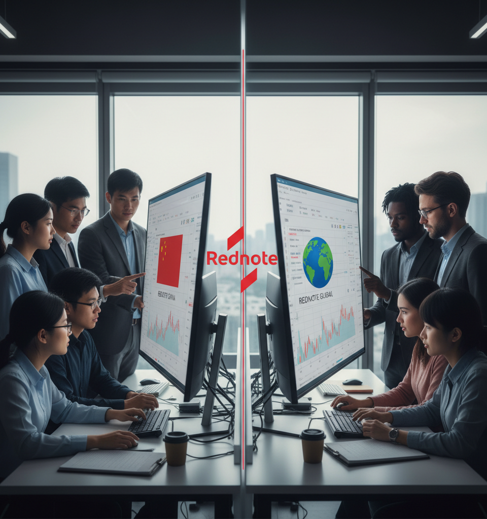 Rednote Forks: Chinese and International Users Diverge Amidst Global Expansion — AI-generated illustration