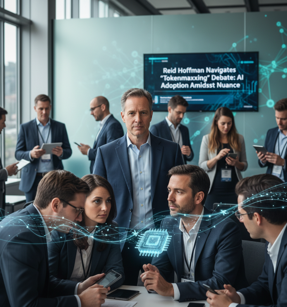 Reid Hoffman Navigates 'Tokenmaxxing' Debate: AI Adoption Amidst Nuance — AI-generated illustration