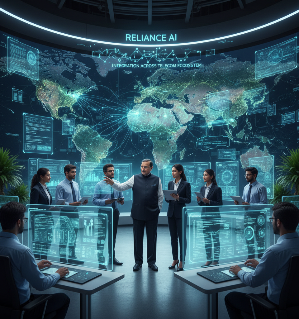 Reliance Aims to Integrate AI Across Its Vast Telecom Ecosystem — AI-generated illustration