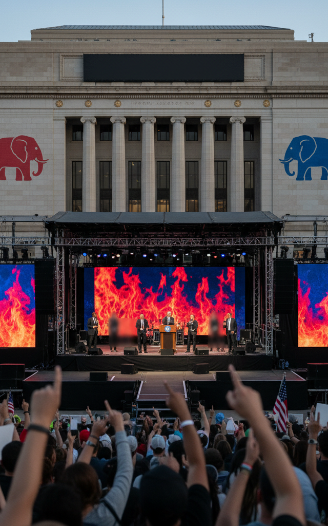 Republicans, Facing Midterm Poll Challenges, Deploy Fear-Based Rhetoric Against Democrats — AI-generated illustration