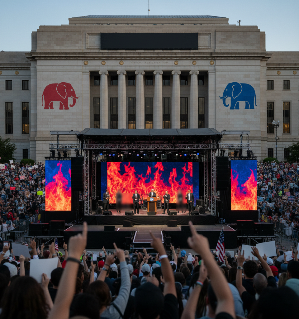 Republicans, Facing Midterm Poll Challenges, Deploy Fear-Based Rhetoric Against Democrats — AI-generated illustration