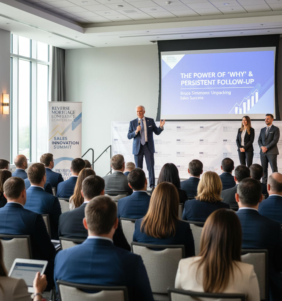 Reverse Mortgage Veteran Bruce Simmons Unpacks Sales Success: The Power of 'Why' and Persistent Follow-Up — AI-generated illustration