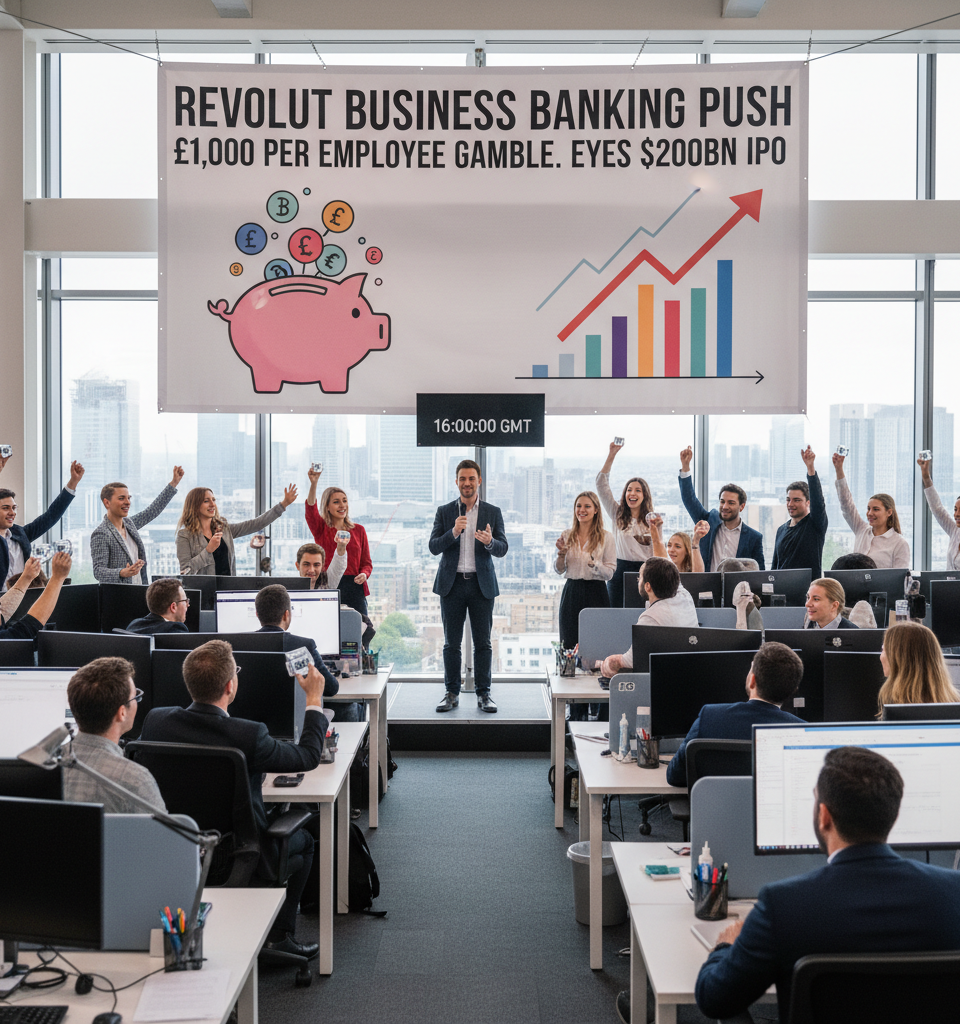 Revolut Gambles £1,000 Per Employee in Aggressive Business Banking Push, Eyes $200BN IPO — AI-generated illustration