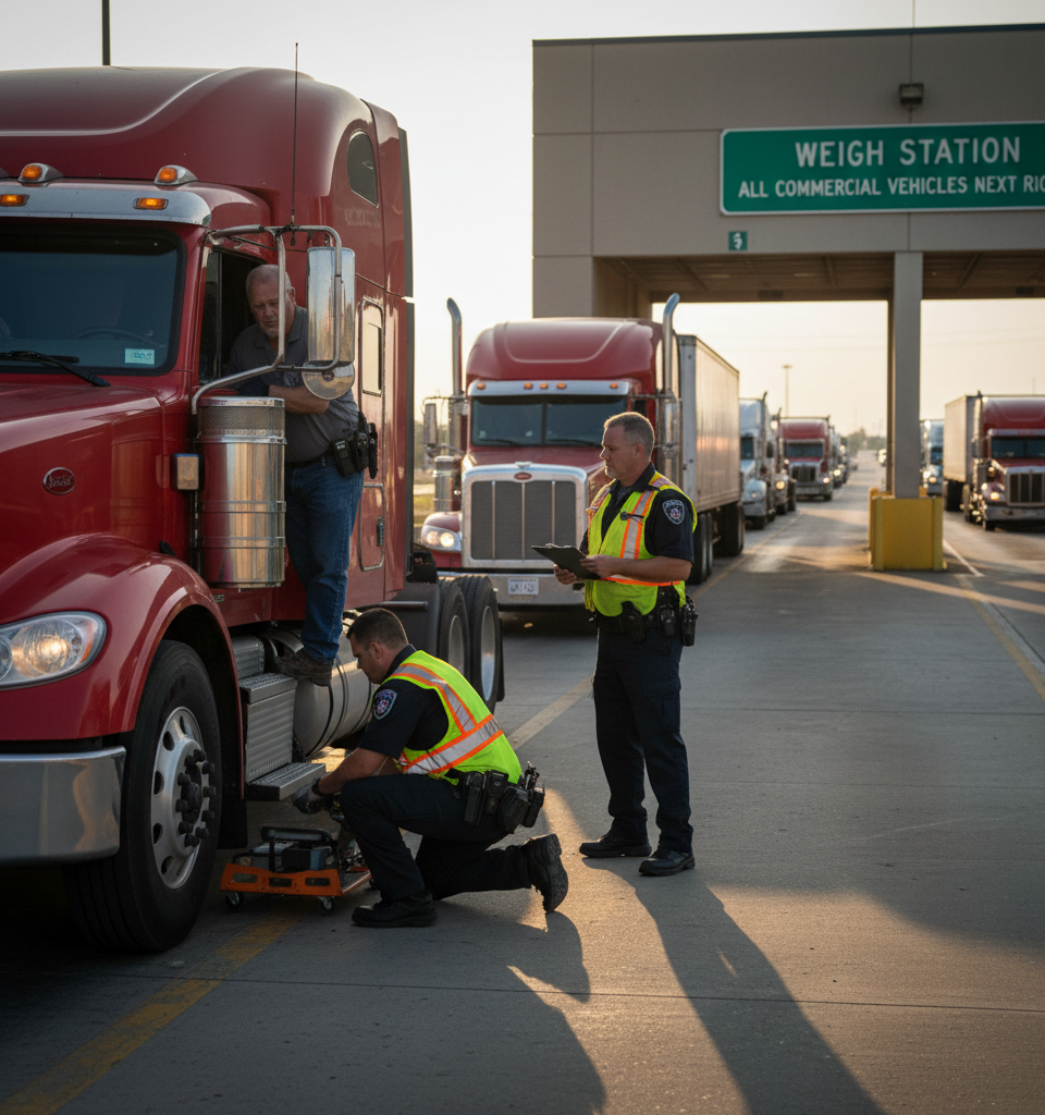 Roadcheck Week Poised to Disrupt Tight Freight Market Amid Heightened Inspections — AI-generated illustration