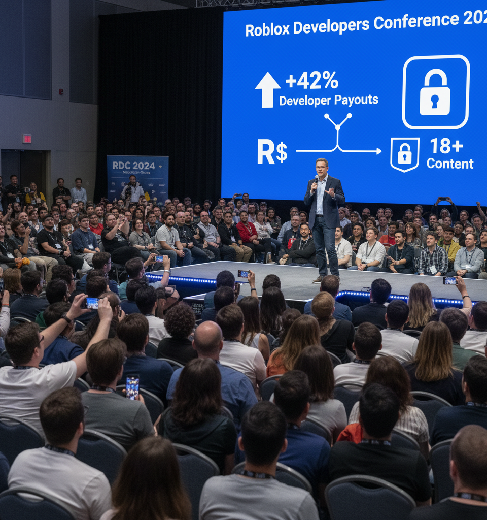 Roblox Boosts Developer Payouts by 42% for 18+ Content, Signals Strategic Shift to Adult Gaming — AI-generated illustration