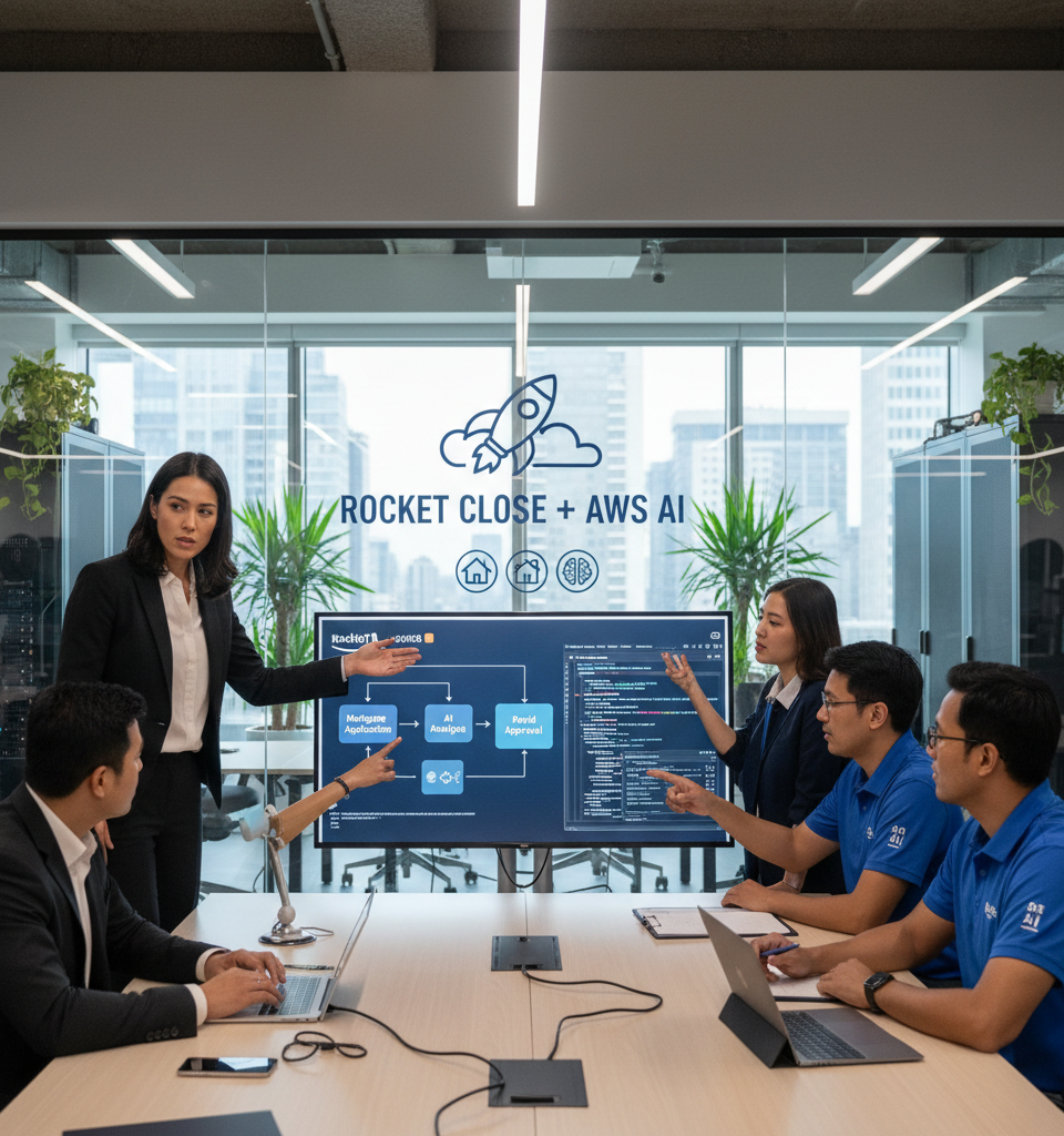 Rocket Mortgage Spinoff, Rocket Close, Revolutionizes Mortgage Processing with AWS AI Partnership — AI-generated illustration