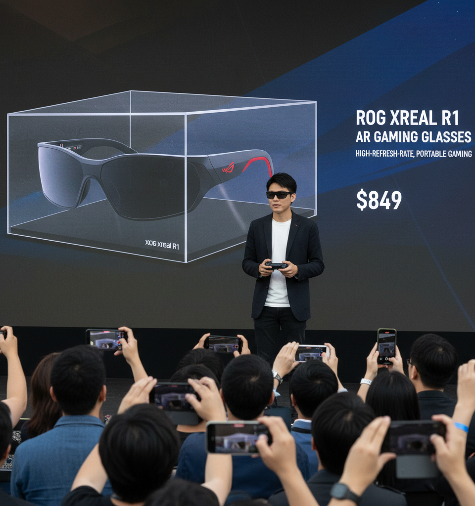 ROG Xreal R1 AR Gaming Glasses Unveiled: High-Refresh-Rate, Portable Gaming for $849 — AI-generated illustration