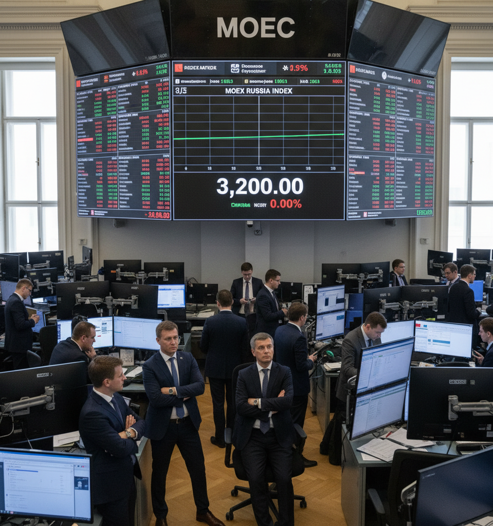Russian Equities Stagnate Amidst Geopolitical Headwinds, MOEX Index Flat — AI-generated illustration