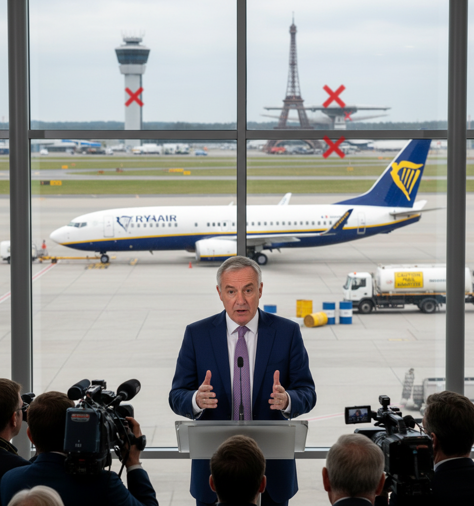 Ryanair CEO Warns of Soaring Summer Fares and French ATC Chaos Over Fuel Shortages — AI-generated illustration