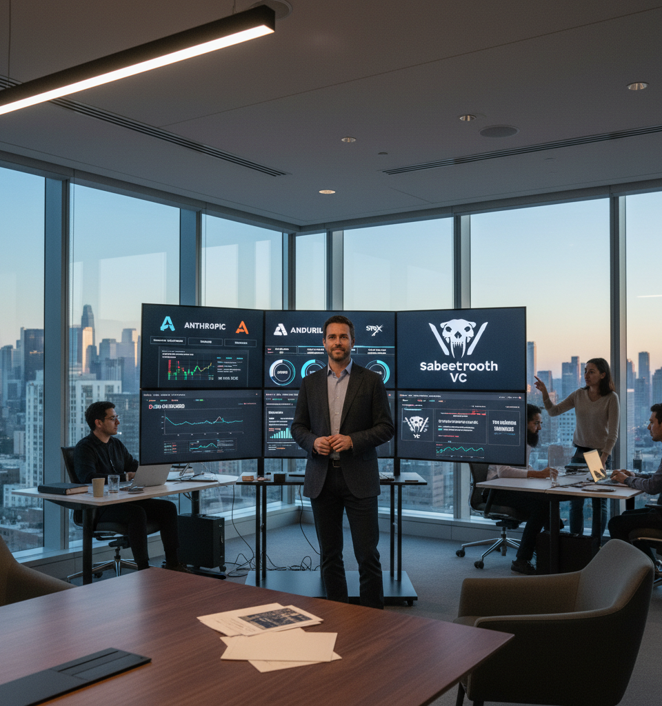 Sabertooth VC's Justin Ernest Lands Nearly $400M in Startup Investments Without Traditional Fundraise — AI-generated illustration