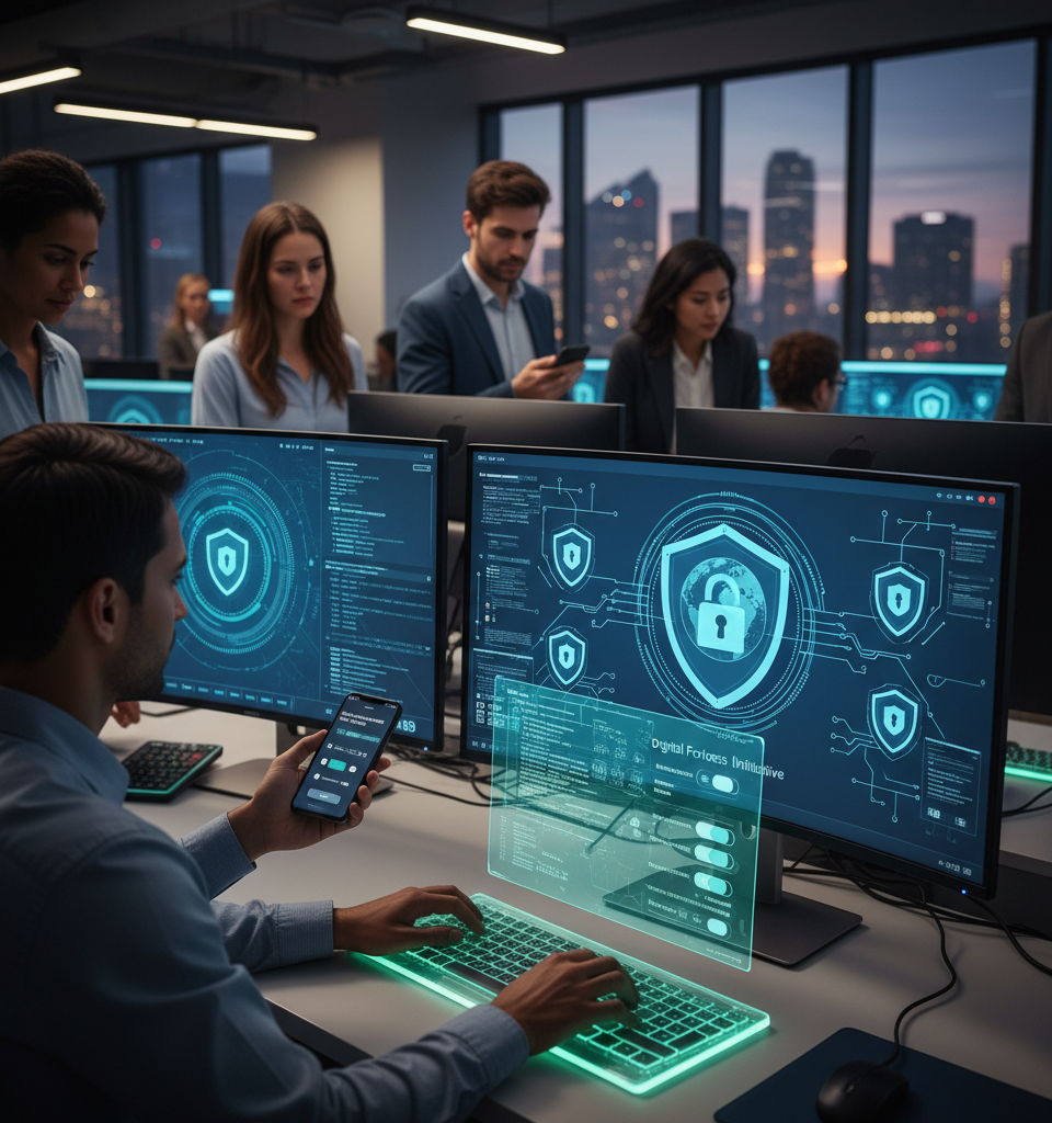 Safeguarding Digital Life: Major Tech Platforms Enhance Spyware Protections — AI-generated illustration