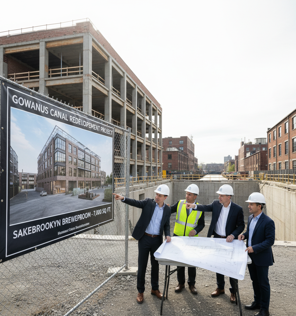 SakeBrooklyn to Anchor Gowanus Development with 7,000 Sq. Ft. Brewery and Taproom — AI-generated illustration