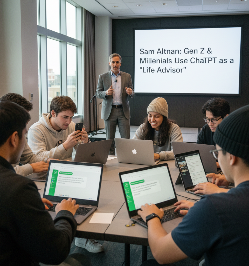 Sam Altman: Gen Z & Millennials Use ChatGPT as a 'Life Advisor,' College Students Lead the Way — AI-generated illustration