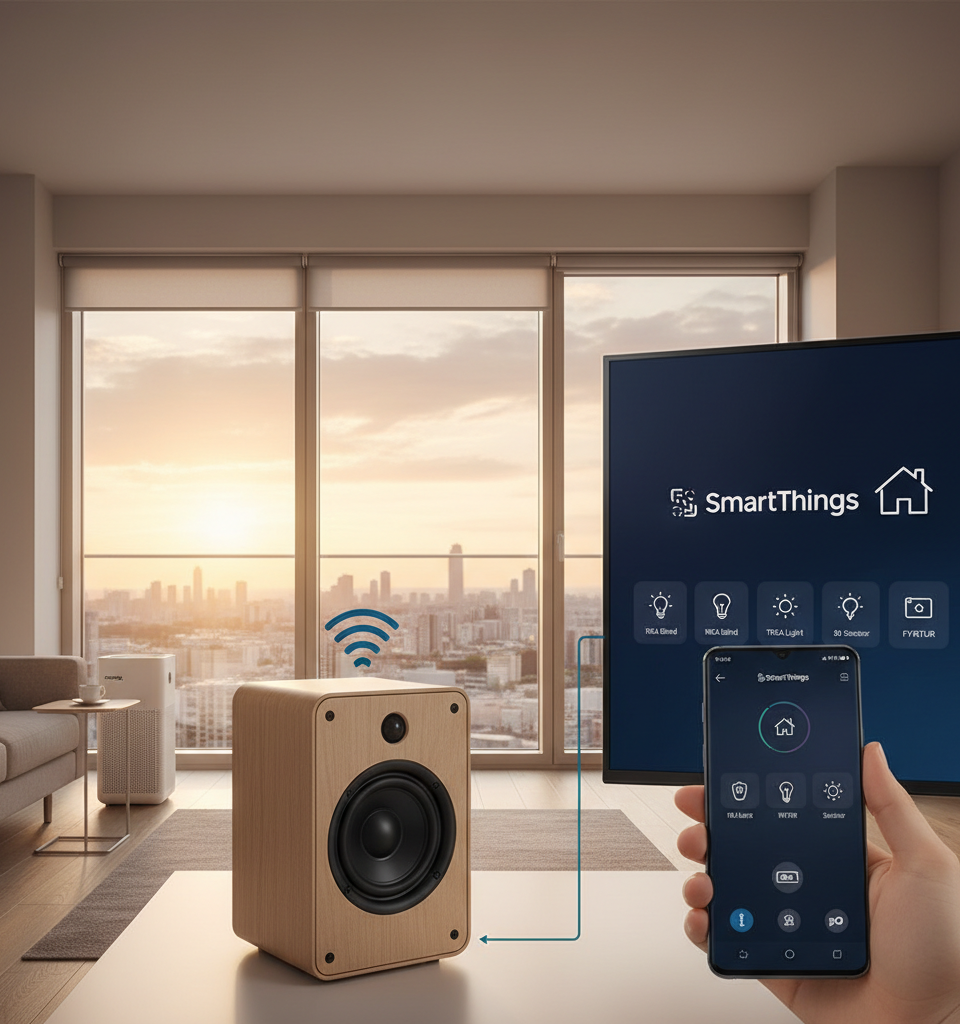 Samsung announces seamless integration of IKEA smart home devices into SmartThings — AI-generated illustration