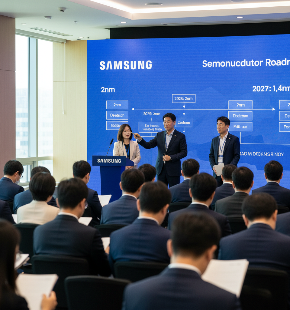 Samsung Details Advanced 2nm, 1.4nm Semiconductor Roadmaps at SAFE Forum — AI-generated illustration