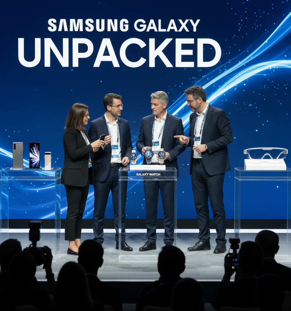 Samsung Galaxy Unpacked: What to Expect from Foldables, Watches, and Potential AR Glasses — AI-generated illustration