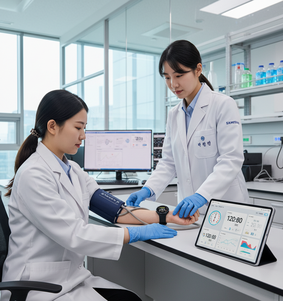 Samsung Galaxy Watch Blood Pressure Monitoring: A Dual-Device Approach to Wearable Health — AI-generated illustration