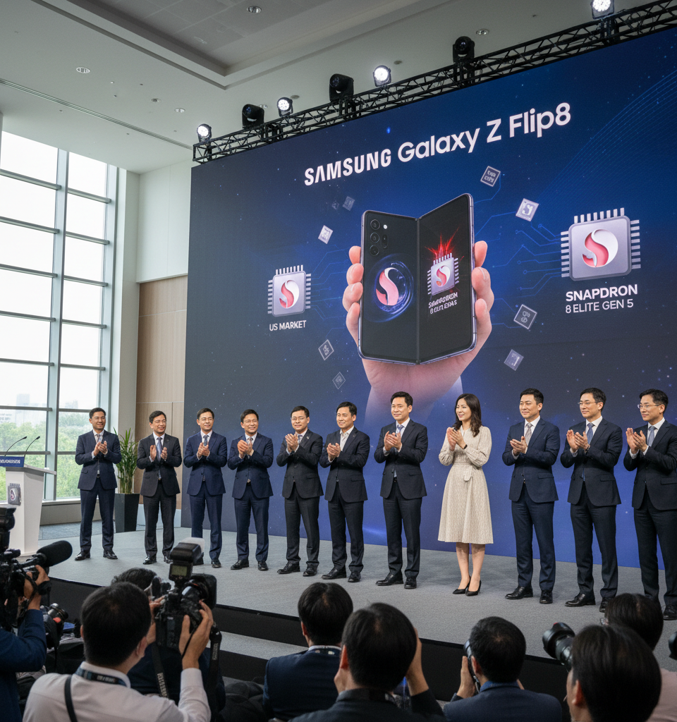 Samsung Galaxy Z Flip8 for US Market Confirmed to Feature Snapdragon 8 Elite Gen 5 Chipset — AI-generated illustration