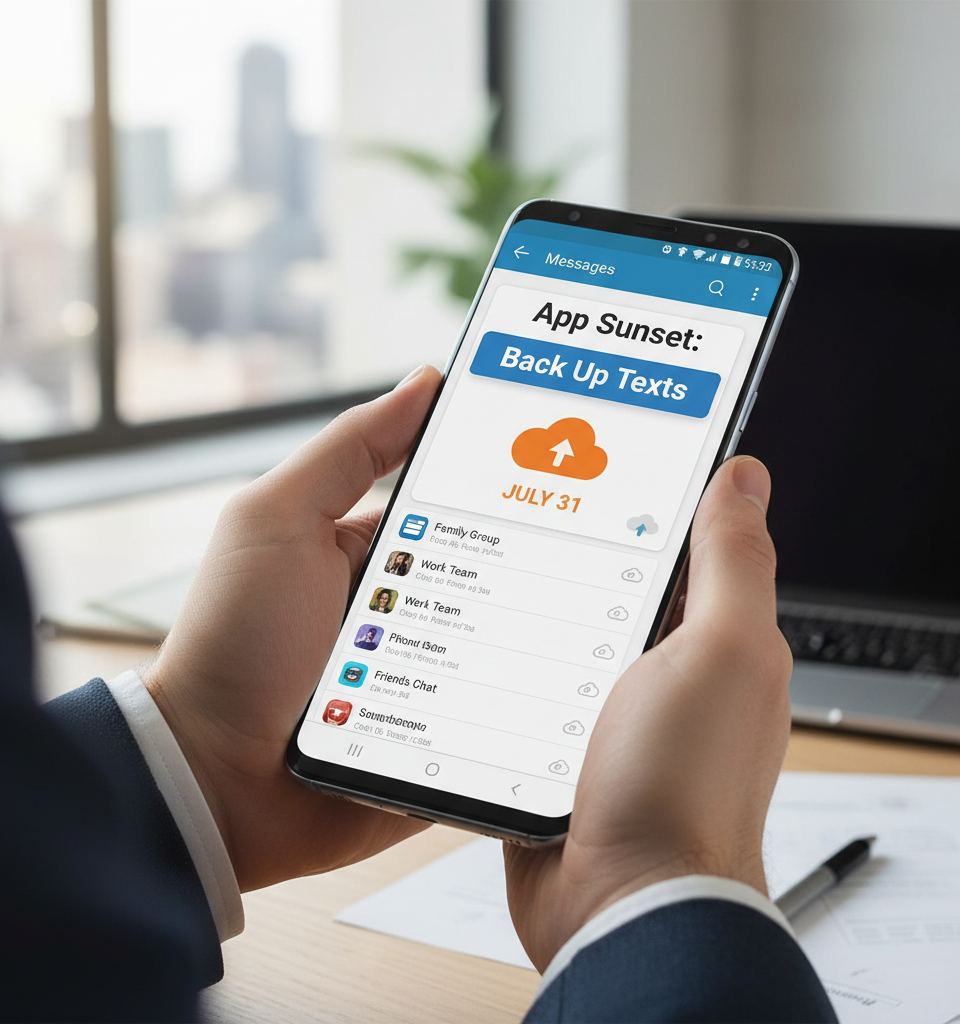 Samsung Messages App Sunset: Users Urged to Back Up Texts Before July Deadline — AI-generated illustration