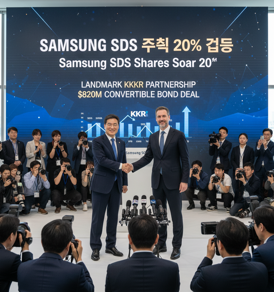 Samsung SDS Shares Soar 20% Following Landmark KKR Partnership & $820M Convertible Bond Deal — AI-generated illustration