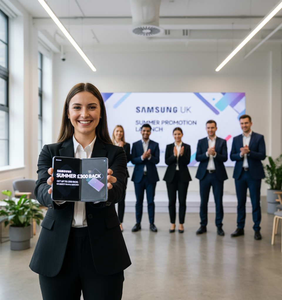 Samsung UK Launches Summer Cashback Promotion Offering Up to £300 on Select Galaxy Devices — AI-generated illustration