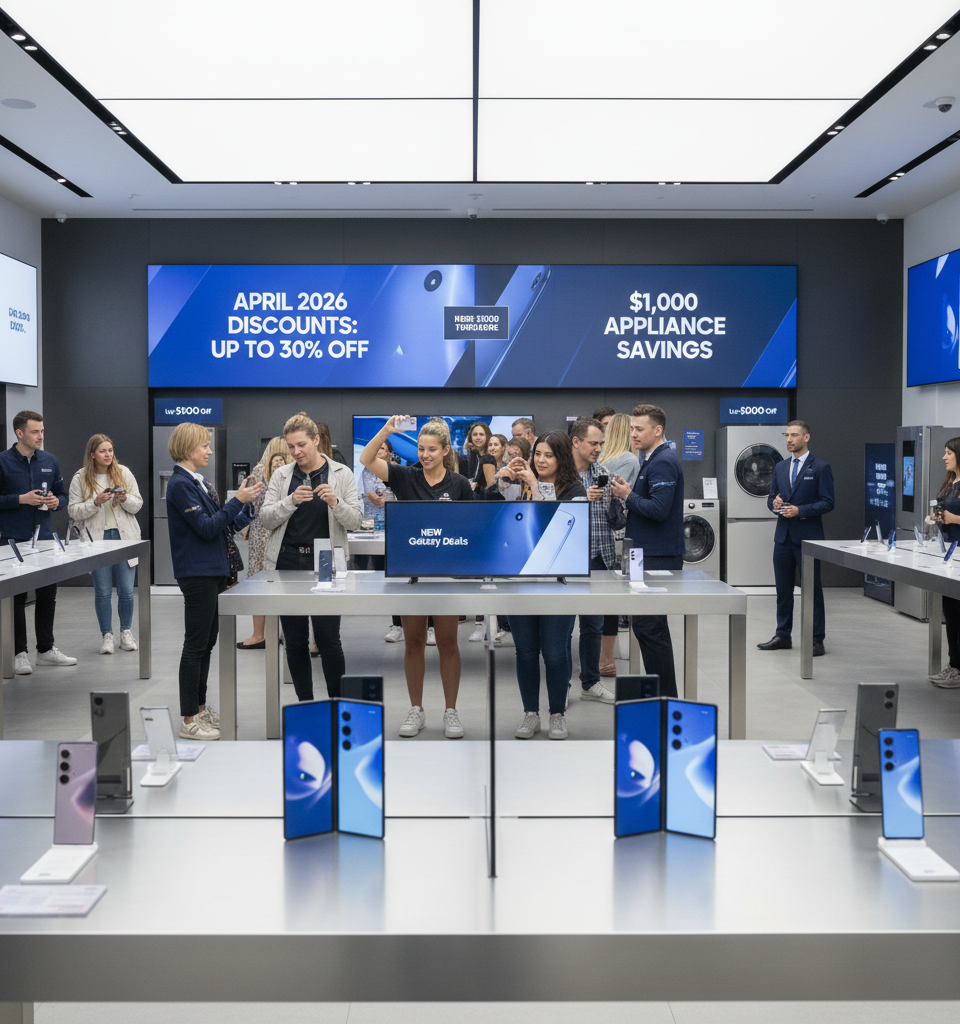 Samsung Unleashes Major April 2026 Discounts: Up to 30% Off, $1,000 Appliance Savings & New Galaxy Deals — AI-generated illustration
