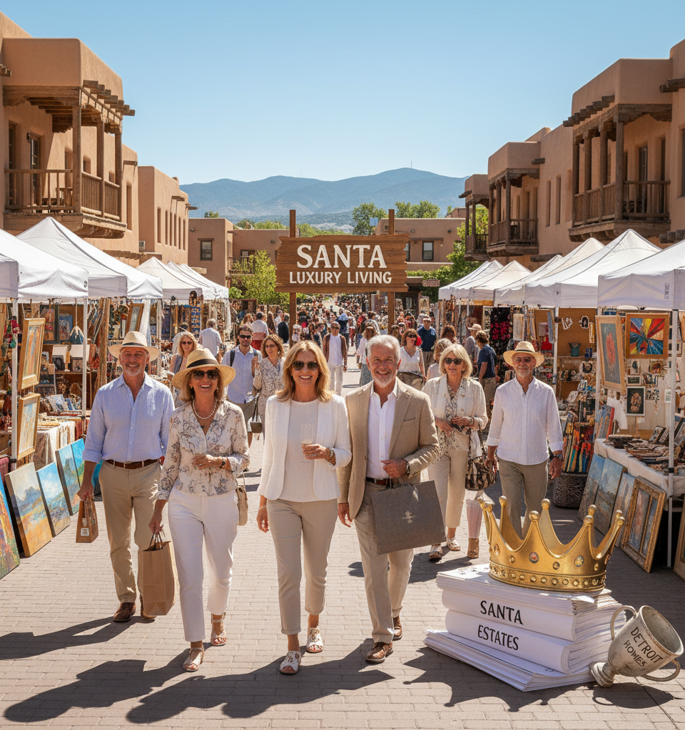 Santa Fe Dethrones Detroit as Top Luxury Housing Market Amid Shift to Tranquil Lifestyles — AI-generated illustration